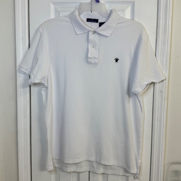 Simply Southern Polo Shirt Turtle Logo Short Sleeve Casual White Mens L Beach‎ - Picture 1 of 4